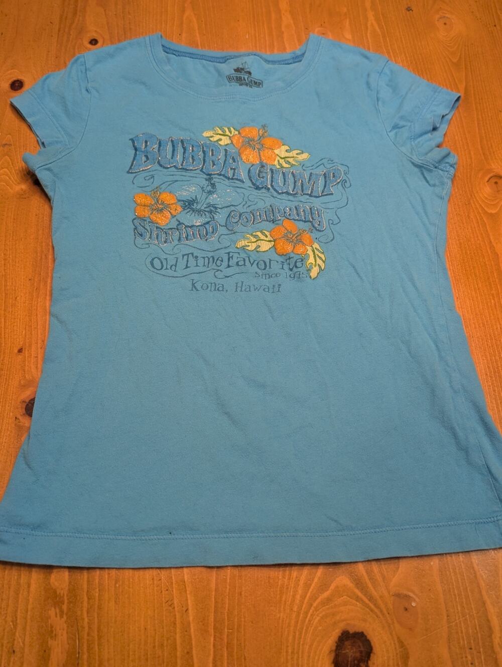 Bubba Gump Shrimp Company S/S Tee, Kona, Hawaii, Women's Medium, Teal, EGU/LN